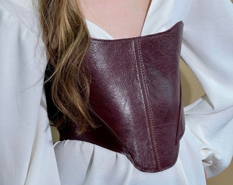 Renaissance corset top, overbust plus size leather corset, corset top vintage, leather lingerie
