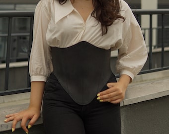 Crazy Horse Leder Unterbrust Korsett, Plus Size Taille Gürtel, Handgemacht