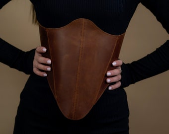 Corset belt, underbust leather corset, renaissance corset, plus size brown corset, handmade corset top, vintage waist corset, Cyber sale