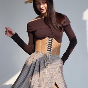 Western underbust corset belt leather, Victorian corset, brown corset, plus size custom corset, renaissance corset
