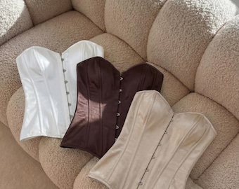 Bridal Satin Corset and Skirt - Lace Detail, Adjustable Back Lacing