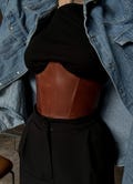 Brown Leather Underbust Corset Belt, Plus Size Renaissance Top