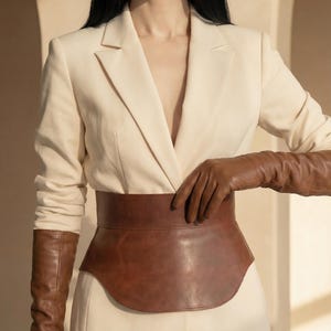 Crazy Horse Leather Peplum Belt - Corset Style Waist Cincher