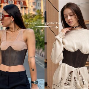 Leather corset belt underbust, custom made corset, plus size corset vintage, renaissance corset belt, brown corset