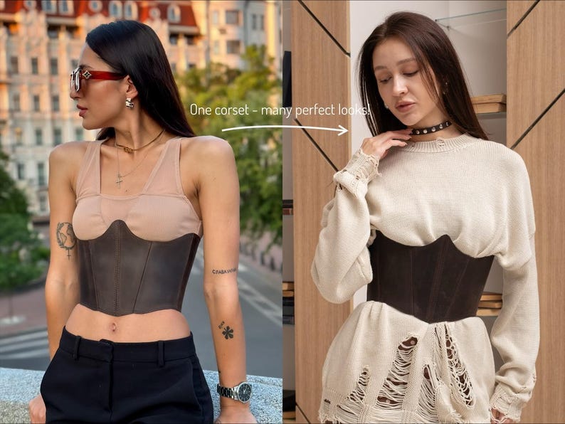 Leather corset belt underbust, custom made corset, plus size corset vintage, renaissance corset belt, brown corset