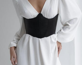 Leather Underbust Corset Belt, Gothic Renaissance Style, Plus Size