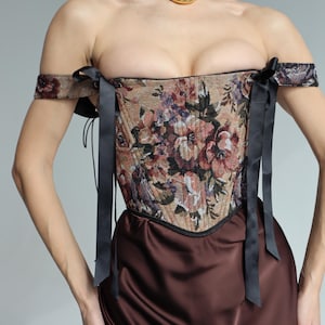 Renaissance plus size corset body, maxi satin skirt set, cottagecore waist corset top, vintage overbust corset, ren faire corset