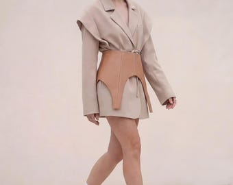 Cinturón peplum de cuero, estilo corsé (tallas personalizadas disponibles)