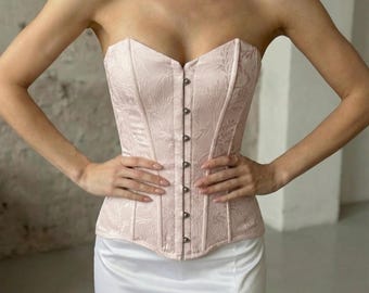 Renaissance Style Wedding Corset and Skirt - Satin, Lace Details