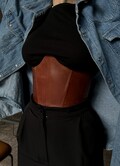 Leather corset belt underbust , plus size custom made corset top, brown renaissance corset for dress, overbust  leather corset