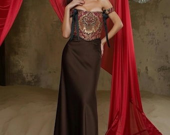 Ensemble Corset et Jupe Longue Fendue, Style Élégant, Sur-Mesure