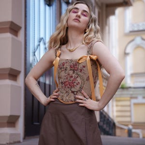 Plus size Renaissance corset body, maxi satin skirt, double-side cottagecore waist corset top, vintage overbust corset, ren faire corset