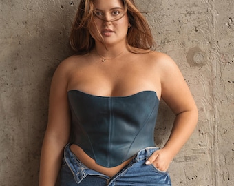 Plus Size Leather Overbust Corset, Custom Fit