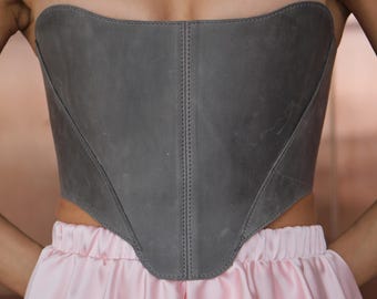 Leder Overbust Korsett Top, Renaissance Gothic Stil, Plus Size