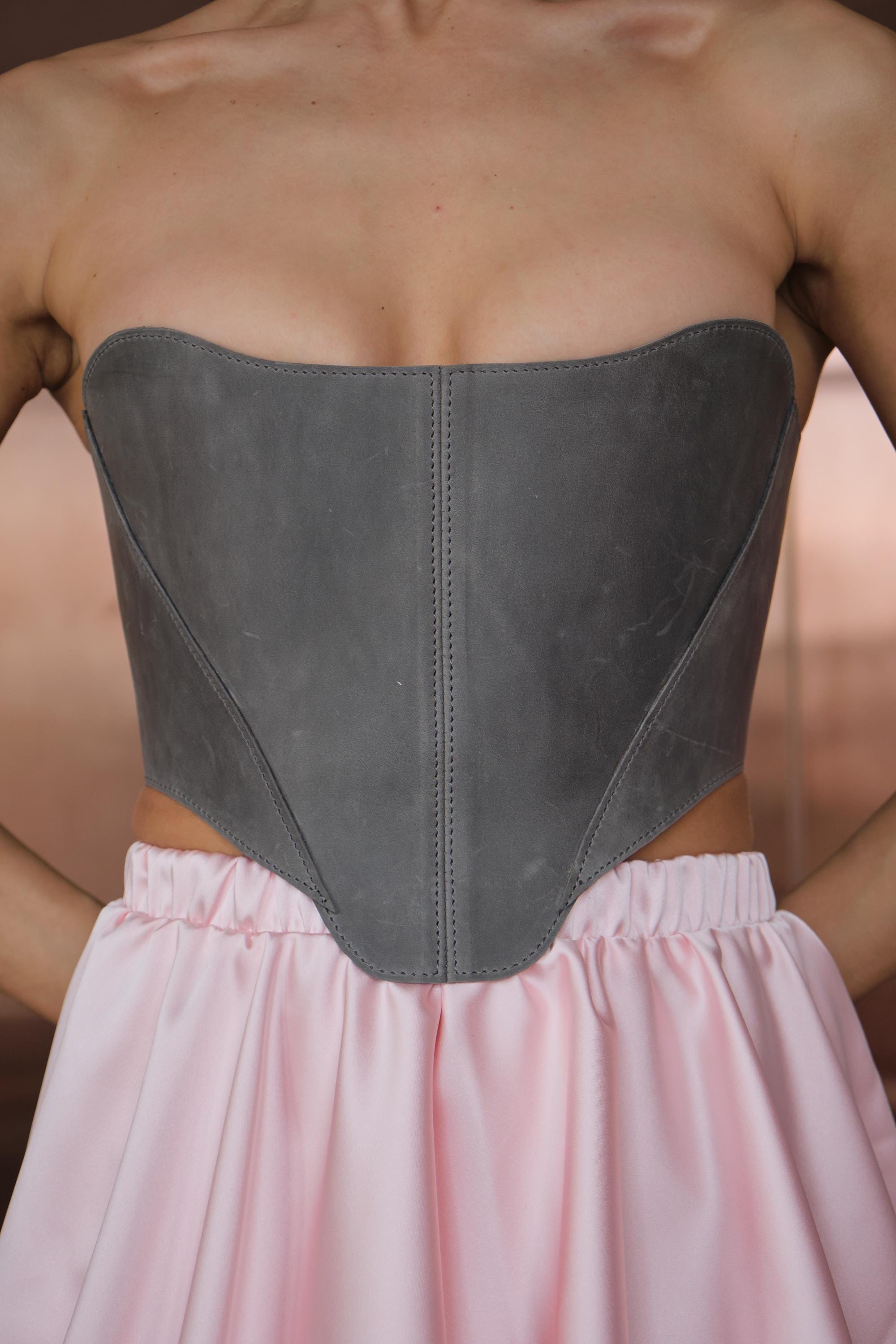 Leather Overbust Corset Top, Renaissance Gothic Style, Plus Size