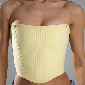 Double-side yellow corset top,  cottagecore waist corset body, Renaissance overbust corset, ren faire corset