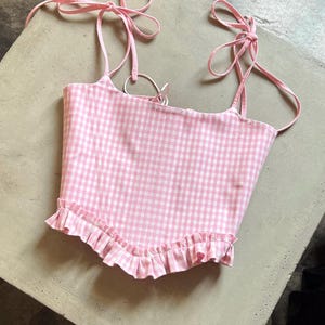 Boned summer corset top with ruffle, double-side cottagecore waist corset body, plus size overbust corset, ren faire corset