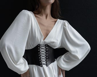 Renaissance Leather Underbust Corset Belt, Gothic Outfit