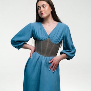 Custom Leather Corset Belt , Plus Size Vintage Style Renaissance Underbust , Handmade Brown corset