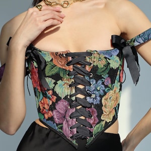 Double-sided ranaissance corset top, cottagecore waist corset body, plus size overbust corset, ren faire corset, vintage boned corset