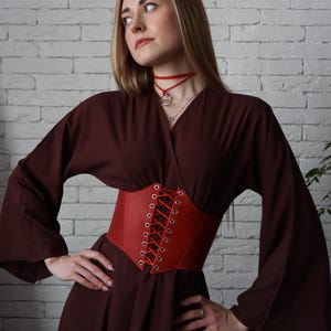 Underbust corset leather, leather corset belt, plus size Renaissance corset, waist corset, fantasy corset