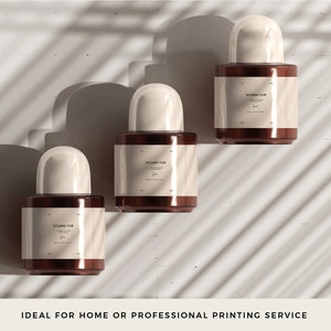 EDITABLE Cosmetic Label Template - Custom Beauty Product Label - Bottle Label- Stylish Cream Jar- Oil Dropper Label - Minimal Serum - Modern