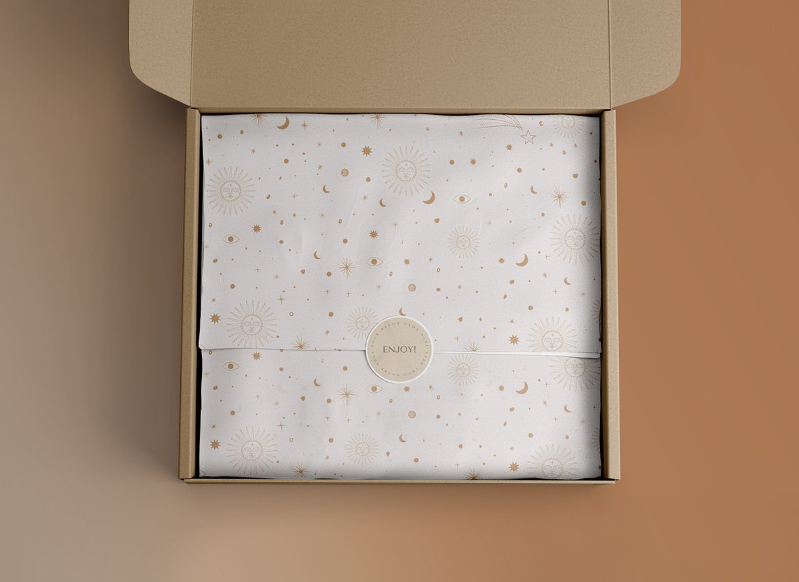 Celestial Tissue Paper Design, Branding Stationery, Tissue Paper