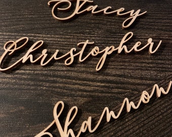 Natural Wooden Laser Cut Names/Wedding Place Cards / Name Place Settings