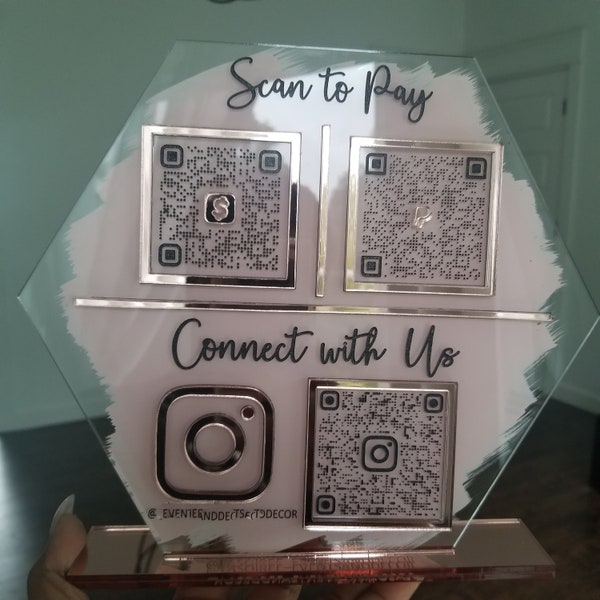 Custom Hexagon Acrylic QR Sign / Scan to Pay Sign