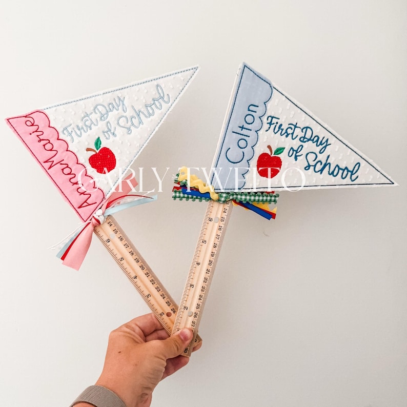 Personalized First Day of School Pennant Flag | Custom Name Photo Prop image 2