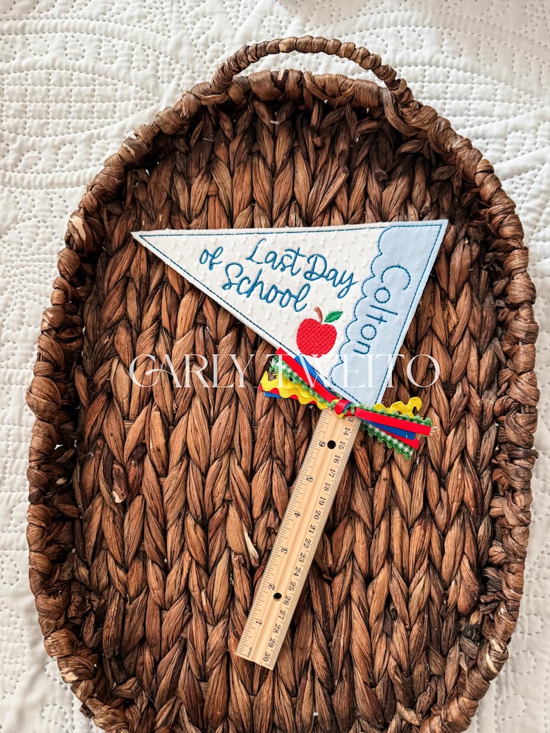 Personalized First Day of School Pennant Flag | Custom Name Photo Prop image 4
