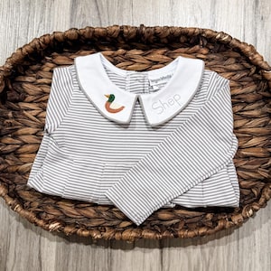Long Sleeve Peter Pan Collar Boy Bubble, Custom Embroidery