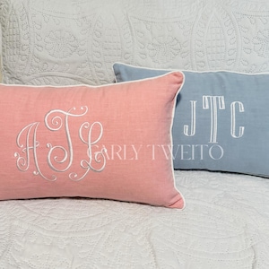 Custom Monogram Nursery Lumbar Pillow Cover Monogrammed