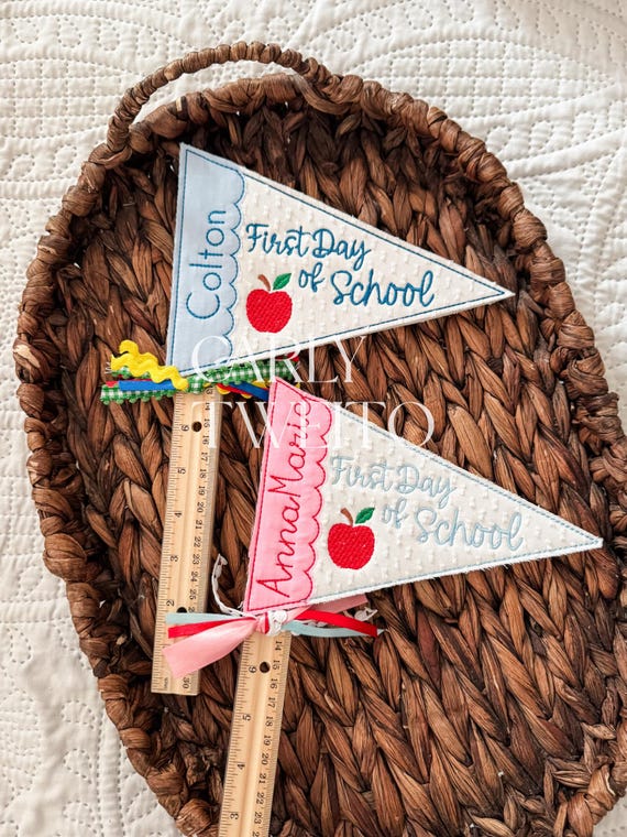 Personalized First Day of School Pennant Flag | Custom Name Photo Prop