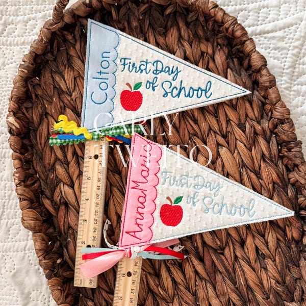 Personalized First Day of School Pennant Flag | Custom Name Photo Prop