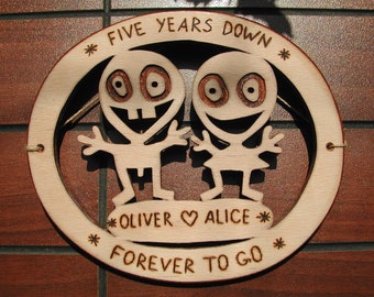 Funny 5 Wedding Anniversary Gift, 5th Anniversary Wooden Gift, Unusual 5th Wedding Anniversary, Wood Anniversary Gift for Husband and Wife