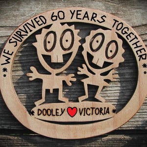 Personalized 60th Anniversary Wood Sign: Funny Couple Gift