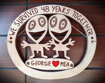 Cadeau personnalisé pour 48e anniversaire de mariage, cadeaux de 48 ans ensemble pour mari et femme, cadeau d'anniversaire de couple amusant, cadeau pour les parents
