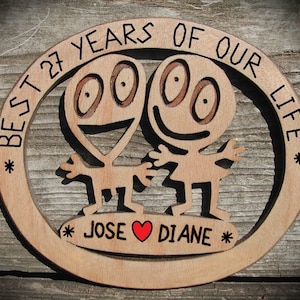Personalized 27th Anniversary Wood Sign: Funny 27 Year Wedding Keepsake