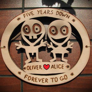 Funny 5 Wedding Anniversary Gift, 5th Anniversary Wooden Gift, Unusual 5th Wedding Anniversary, Wood Anniversary Gift for Husband and Wife