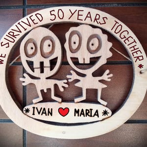 Personalized 50th Anniversary Wood Sign: Funny 50 Year Wedding Couple Gift