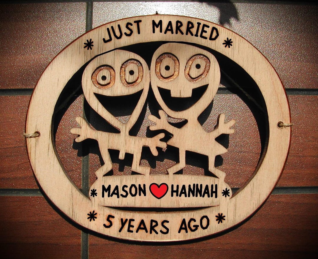 Personalized 5th Anniversary Gift 5 Years Together Wood Husband and ...