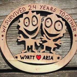 Anniversary gift for couple, 24th wedding anniversary husband wife, Personalized anniversary present, 24 years together gift for him for her