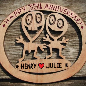 Personalized 35th Anniversary Wood Sign: Funny 35 Year Wedding Couple Gift