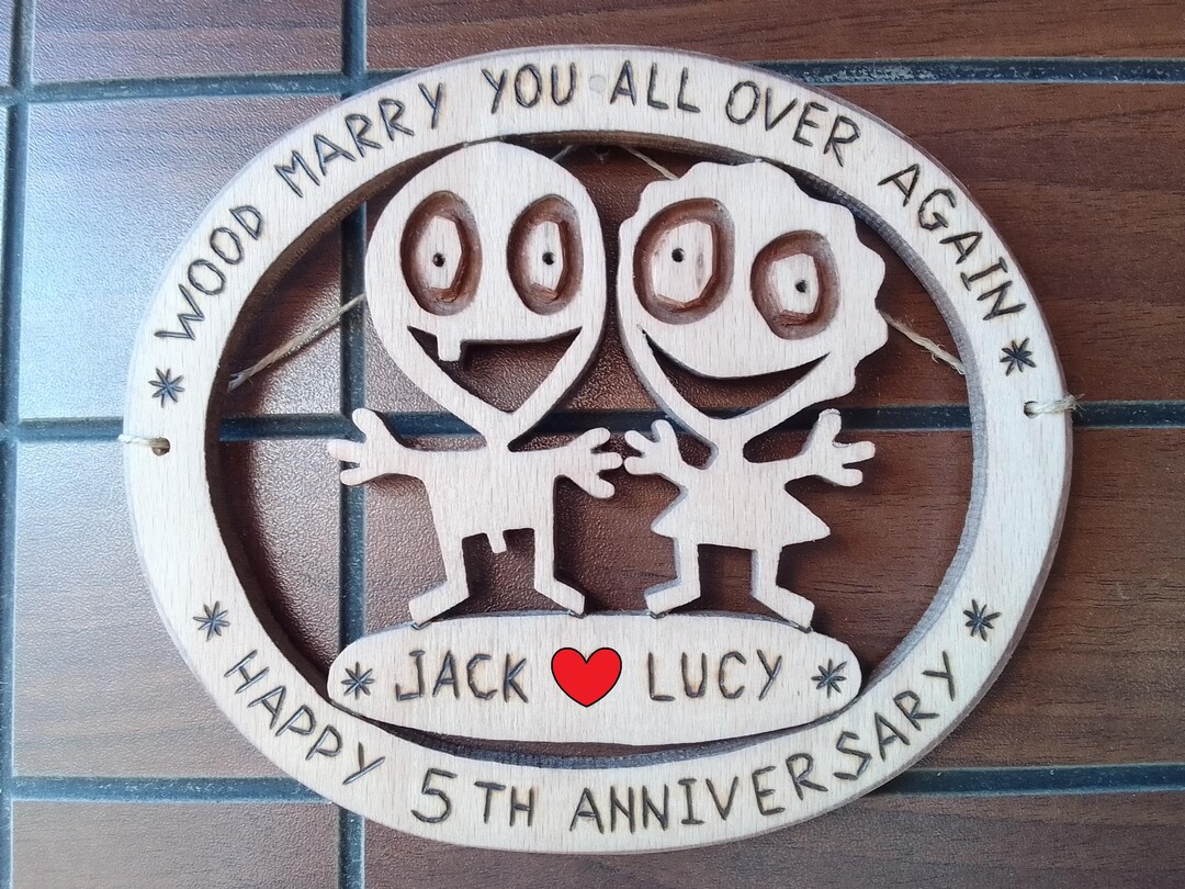 Personalized 5th Anniversary Wooden Plaque: Funny Couple Gift - Etsy