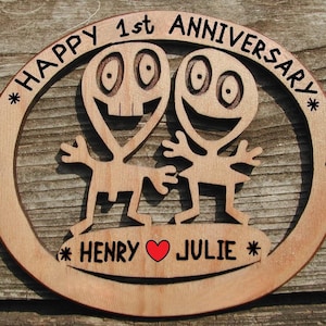 Regalo personalizzato per il 1° anniversario di matrimonio, targa personalizzata per coppia di sposi con nomi e cuore, 1 anno insieme, marito e moglie, 1 anniversario