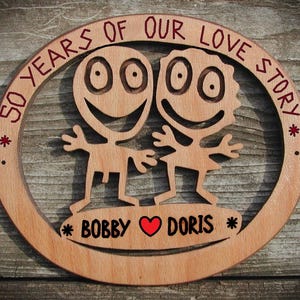 Personalized 50th Anniversary Wooden Keepsake: Couples Gift