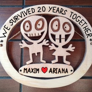 Personalized 20th anniversary gift, 20 years together for husband and wife, Twenty anniversary for him her, 20th wedding anniversary gifts