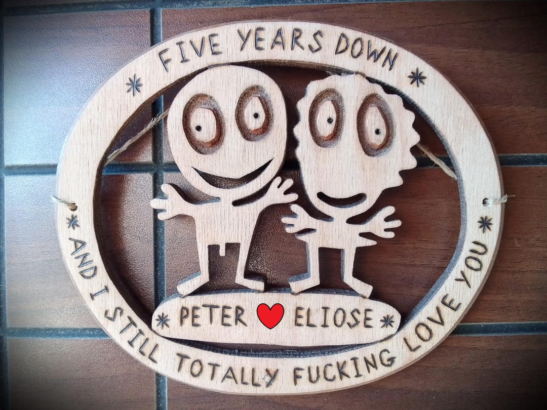 Personalized 5th Anniversary Wood Sign: Funny Couple Keepsake - Etsy