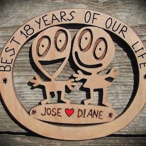 Regalo de aniversario de bodas, 18.º aniversario de marido y mujer, regalo personalizado para ella y para él, regalos de 18.º aniversario, regalo de amor de pareja